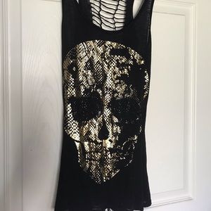 Gold foiled skull tank top